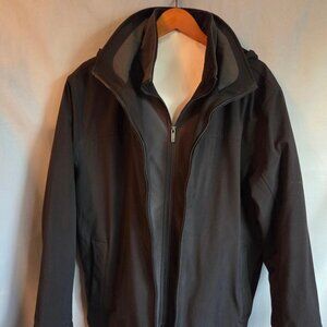 Men’s Weatherproof Coat Ultra Tech Fully Lined Detachable Hood Black Size Large